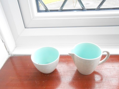 Poole pottery milk - , sugar