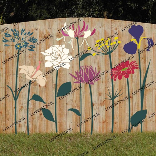 Garden fence wall stencils - garden,