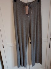 Laura Ashley Charcoal Grey Ribbed Wide Leg Lounge Trousers Size Large 16-18 BNWT