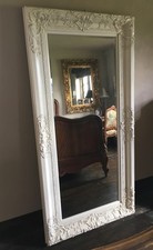 Antique White Cream Dress Ornate French Shabby Chic Leaner Floor Wall Mirror 6ft