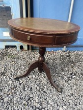 Round Leather Top Drum Table 3