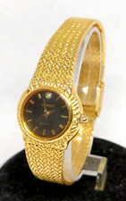 Stunning Vintage INGERSOLL Ladies Gold Tone Black Dial Quartz Watch-VGC/Working