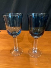 blue wine glass x 2