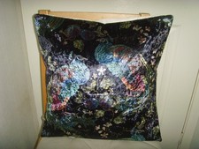 Made In DARK  MULTI VELVET PEACOCK BIRD   VELVET  CUSHION COVER  16/18in PAD