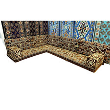 ARABIC MAJLIS JALSA TURKISH SOFA, OTTOMAN FLOOR CUSHION SEATING FULL SET RED