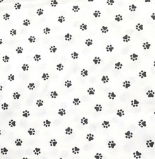 100% Cotton Fabric Paw Print Black Cats Dogs Wide 160 cm (62") 