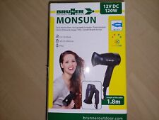 Travel Hairdryer 12v Brunner Monsun Compact Folding Caravan Boat Watersport Hike