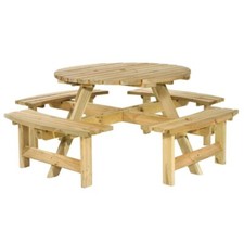 York Picnic Table Durable Heavy Duty Round Garden Table Suitable for 8 People