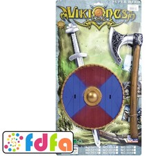 Bristol Novelty Medieval Viking Sword Shield & Axe Set kids Accessory New