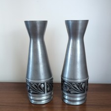 Pair Of Norsk Tinn Pewter Vase 6" Tall
