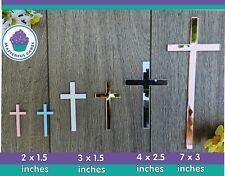 Personalised  Christening Wooden / Acrylic Mirror cake topper charm cross design