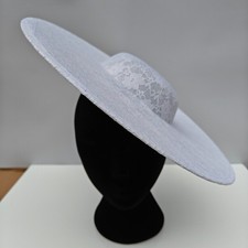 white lace large wide brim DIY fascinator base wedding hat Kentucky Derby Ascot