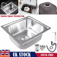 Stainless Steel Single Bowl Square Kitchen Laundry Washing Sink Plumbing Waste
