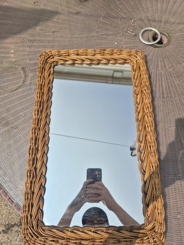 Vintage wicker mirror - wicker,