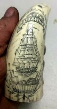 SCRIMSHAW SPERM WHALE RESIN REPRODUCTION TOOTH  " MERCURY" 