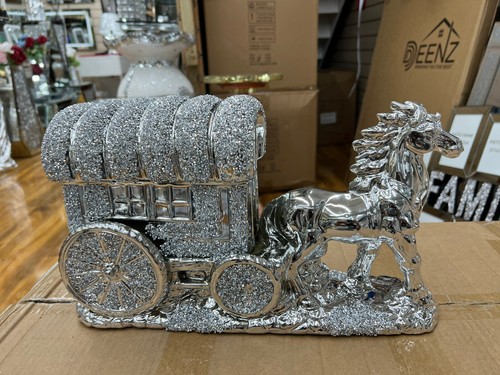 Horse with round - wagon, buggy