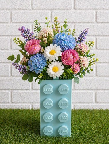 Baby blue brick - style, vase