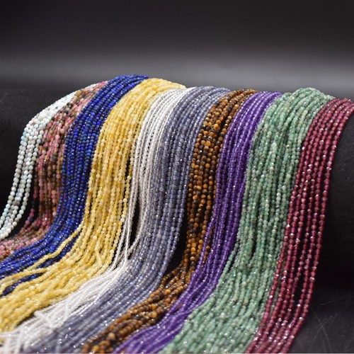 2mm round faceted beads - round, 14"