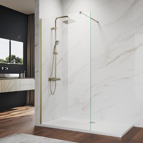 Brushed gold wet room shower - brushed,