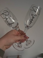 Personalised Glass Champagne Flute Set Bride and Groom Wedding Gift