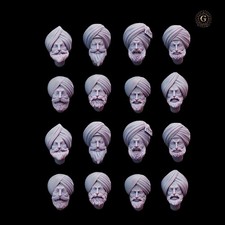 28mm WWII Indian Sikh Heads