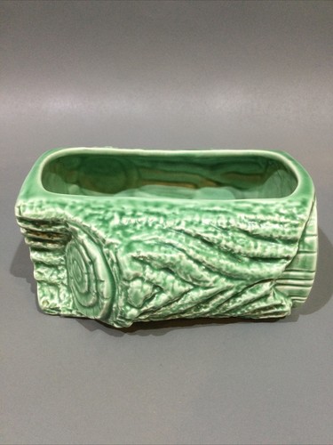 Sylvac pottery log - vase, green