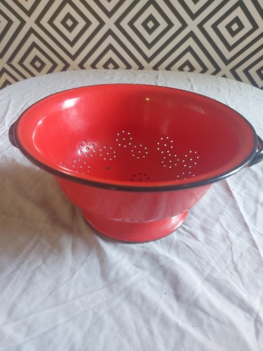 Vintage red black rim - red, enamel