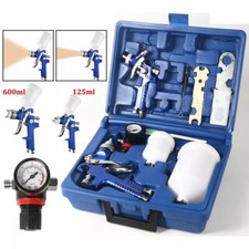 Gravity Feed Vehicle Car HVLP Paint Air Spray Gun Kit 0.8mm 1.4mm Nozzle UK