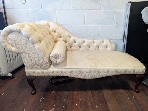 Beige floral chesterfield - beige,