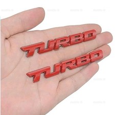 2pcs Red 3D TURBO Logo Car Sticker Metal Emblem Badge Decal Decor Accessories