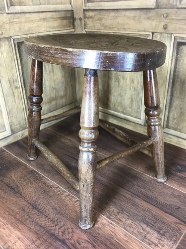 Antique elm milking stool - antique, /