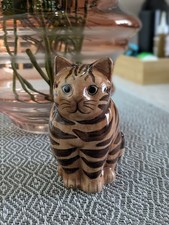 Quail Pottery Cat Figurine -