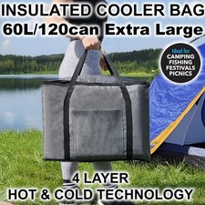 Extra Large 60L Insulated Cooler Cool Bag Box Picnic Camping Food Drink Ice