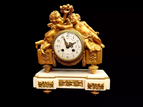 Antque clock marble - marble, french