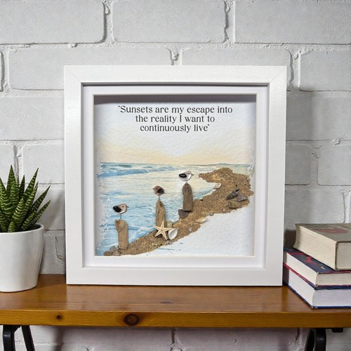 Beach sunset scene - sunset, pebble