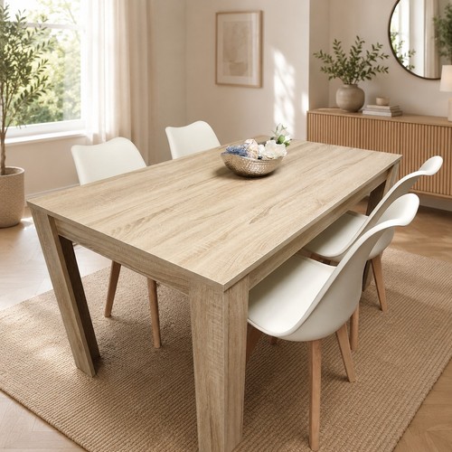 Wood oak effect dining table - wood,