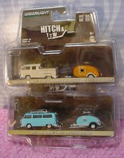 Greenlight  VW TYPE 2 DOUBLE CAB PICKUP & TEARDROP TRAILER -Hitch&Tow- Choose