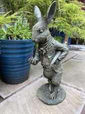 White Rabbit Garden Ornament - Alice in Wonderland Heavy Resin Outdoor Statue