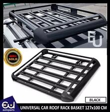 UNIVERSAL ALUMINIUM ROOF RACK BASKET TRAY LUGGAGE CARGO CARRIER BLACK 127 X100CM