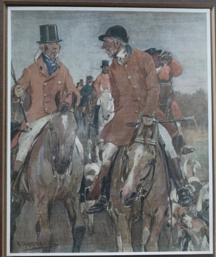 Vintage fox hunting print - fox,