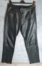 Hein Gericke Black Leather Trousers W32 L33 Straight Moto Style Rocker Biker