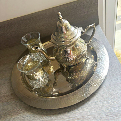 Polished silver metal teapot - silver,