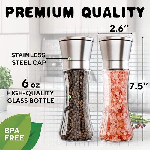 2pcs salt pepper grinder set - salt,