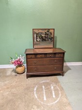 Vintage Stag Minstrel Chest Of Drawers Mirror Dressing Table Four Over Two.
