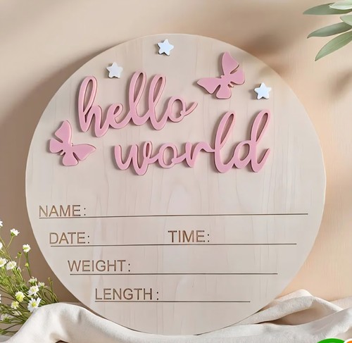 Wooden baby announcement - wooden,