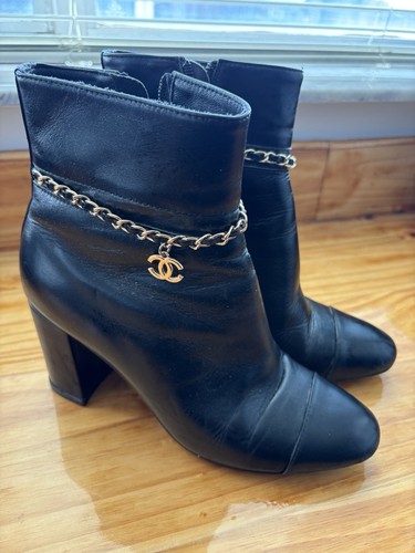 Chanel black leather chain - chanel,