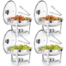 5QT/6QT Chafing Dish Buffet Set Round Stainless Steel Food Warmer For Party
