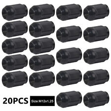 20 x Black Hex Wheel Nuts M12x1.25 19mm Hex Fits Subaru Impreza Hatch Sti WRX