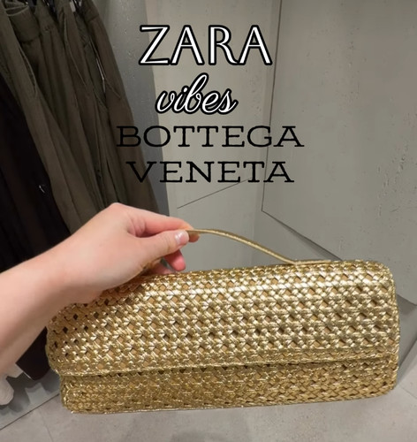 Zara gold braided clutch bag - clutch,