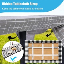 Tablecloth Clips for Outdoor Thick Tables Hidden Strap 5Pack, Adjustable Elastic